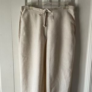 Natural color cropped linen pants